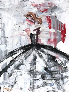 "Julia" Figure with Gown French Haute Couture Oil Painting on Paper