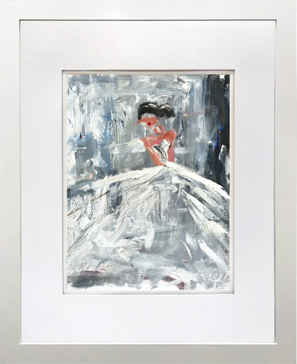 "Julliett" Abstract Figure with Gown French Haute Couture Oil Painting on Paper