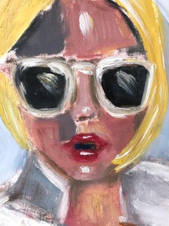 "Kendall" Portrait of Young Girl with Sunglasses Oil Painting on Paper