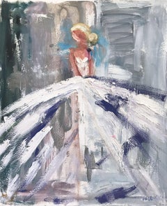 "Kimberly" Colorful Abstract Figure on Paper wearing Haute Couture Chanel Gown