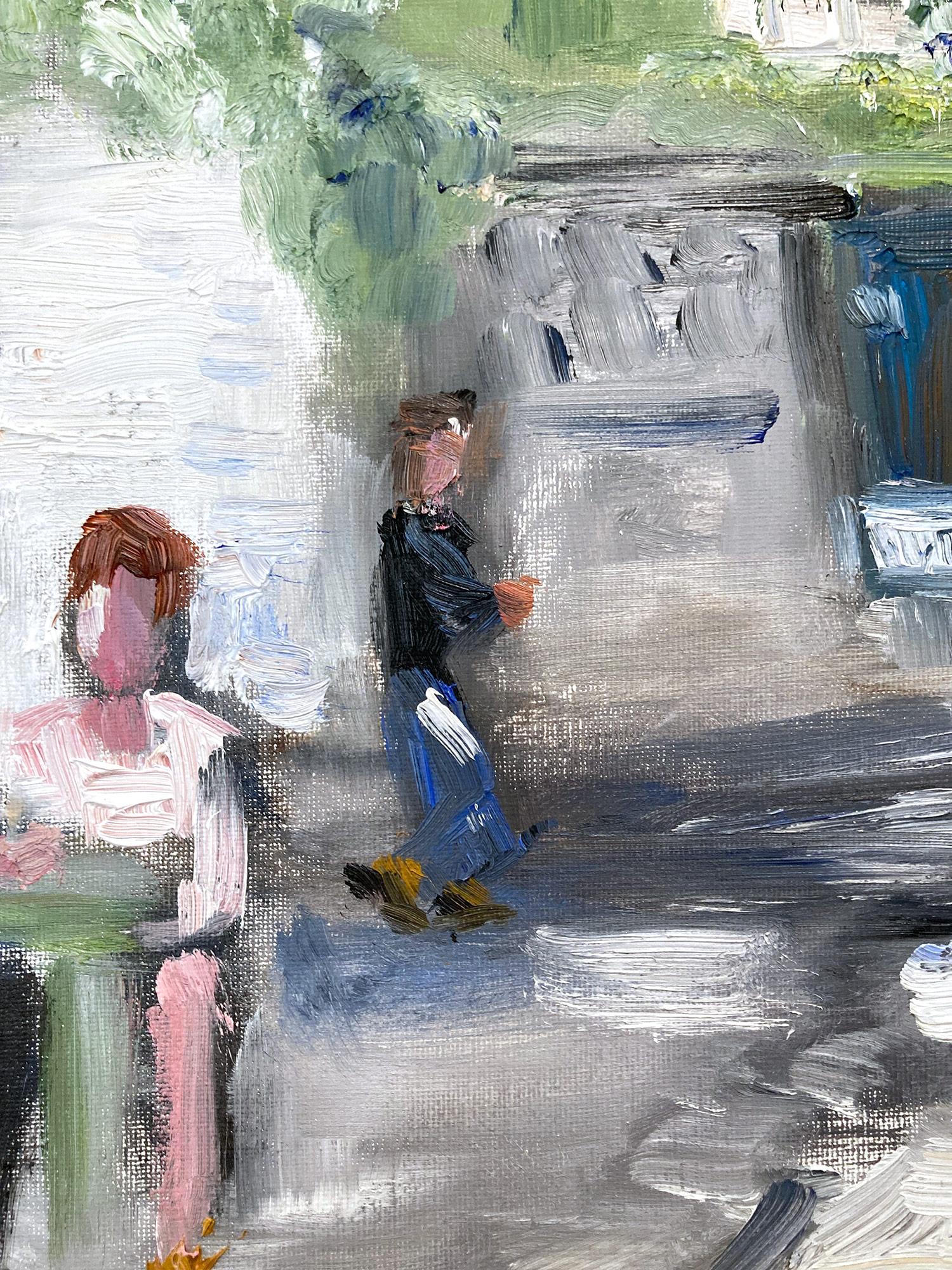 This painting depicts Lily Collins and Ashley Park at a La Maison Rose, an impressionistic scene reinvented from Emily in Paris. 

This painting measures 18 x 24 inches

Inspired by whimsey and purity of the feminine form, Cindy Shaoul is known for