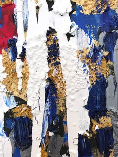 "LA Nights" Colorful Contemporary Oil and Mixed Media & Gold Painting on Canvas