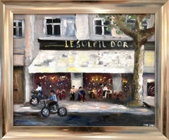 "Le Soleil d'Or, Paris" Impressionist Street Scene Oil Painting on Panel