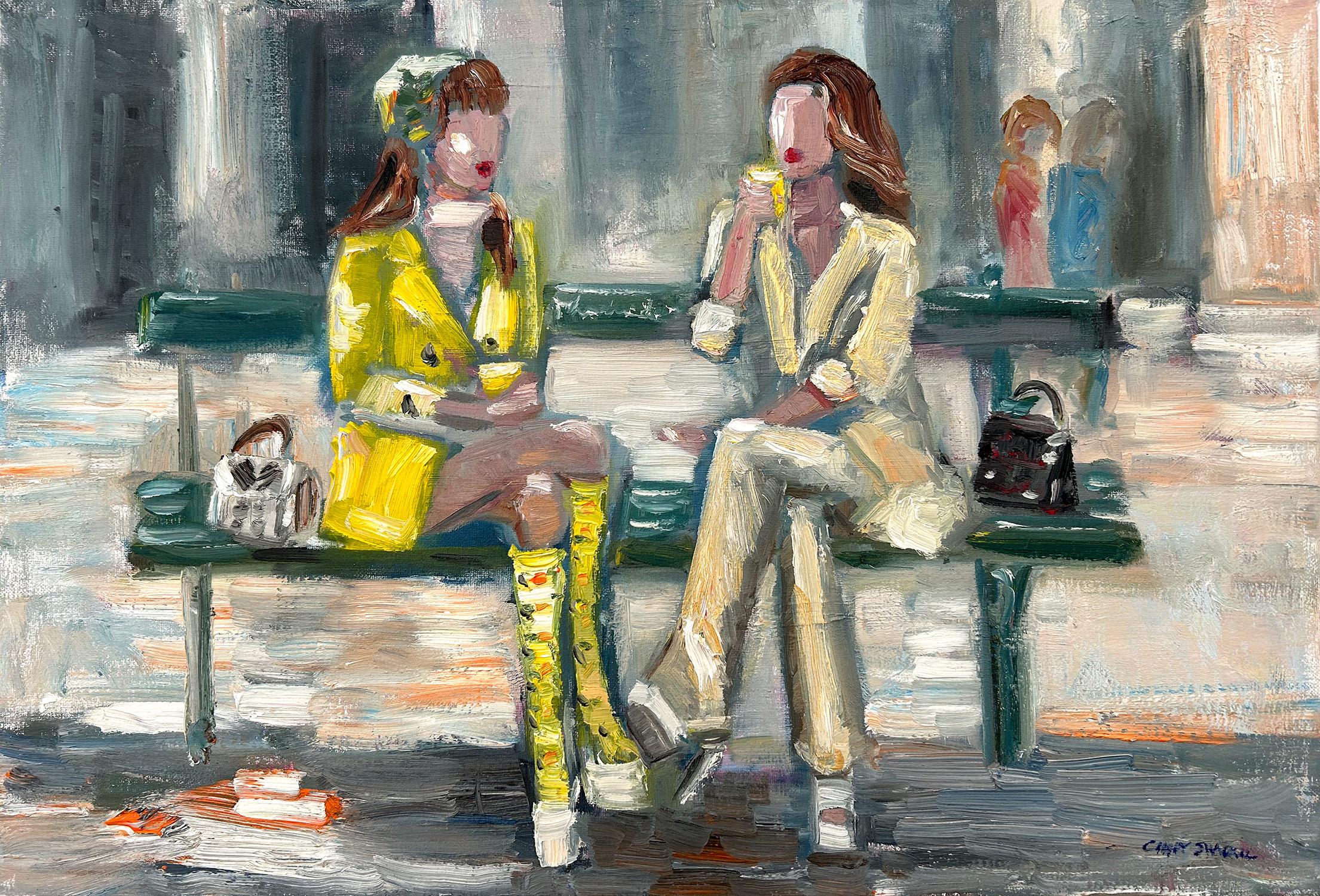 "Love is in the Air" Emily in Paris Scene with Mindy and Coffee Oil Painting