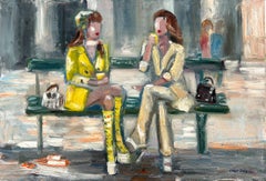 "L'amore è nell'aria" Emily a Parigi con Mindy e il caffè Pittura a olio