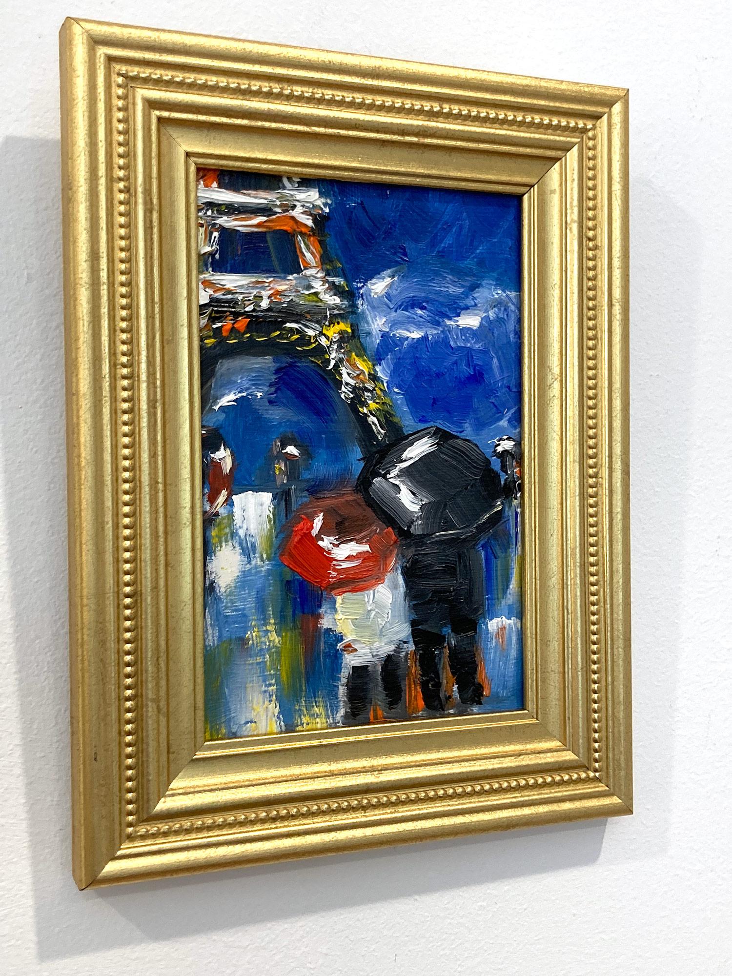 Impressionistisches Ölgemälde „Liebhaber im Regenbogen – Paris“ Figuren des Eiffelturms im Angebot 2