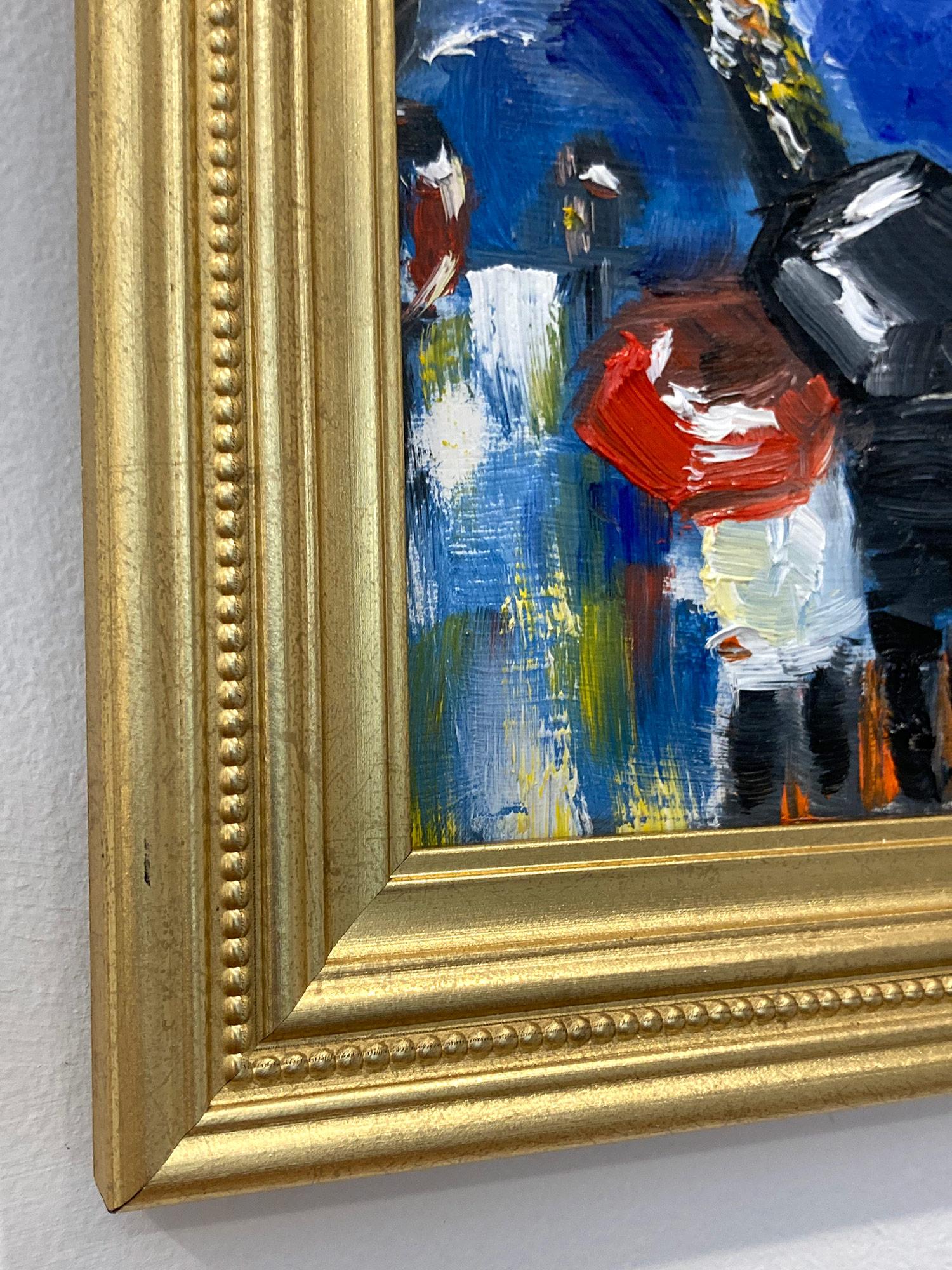 Impressionistisches Ölgemälde „Liebhaber im Regenbogen – Paris“ Figuren des Eiffelturms im Angebot 3