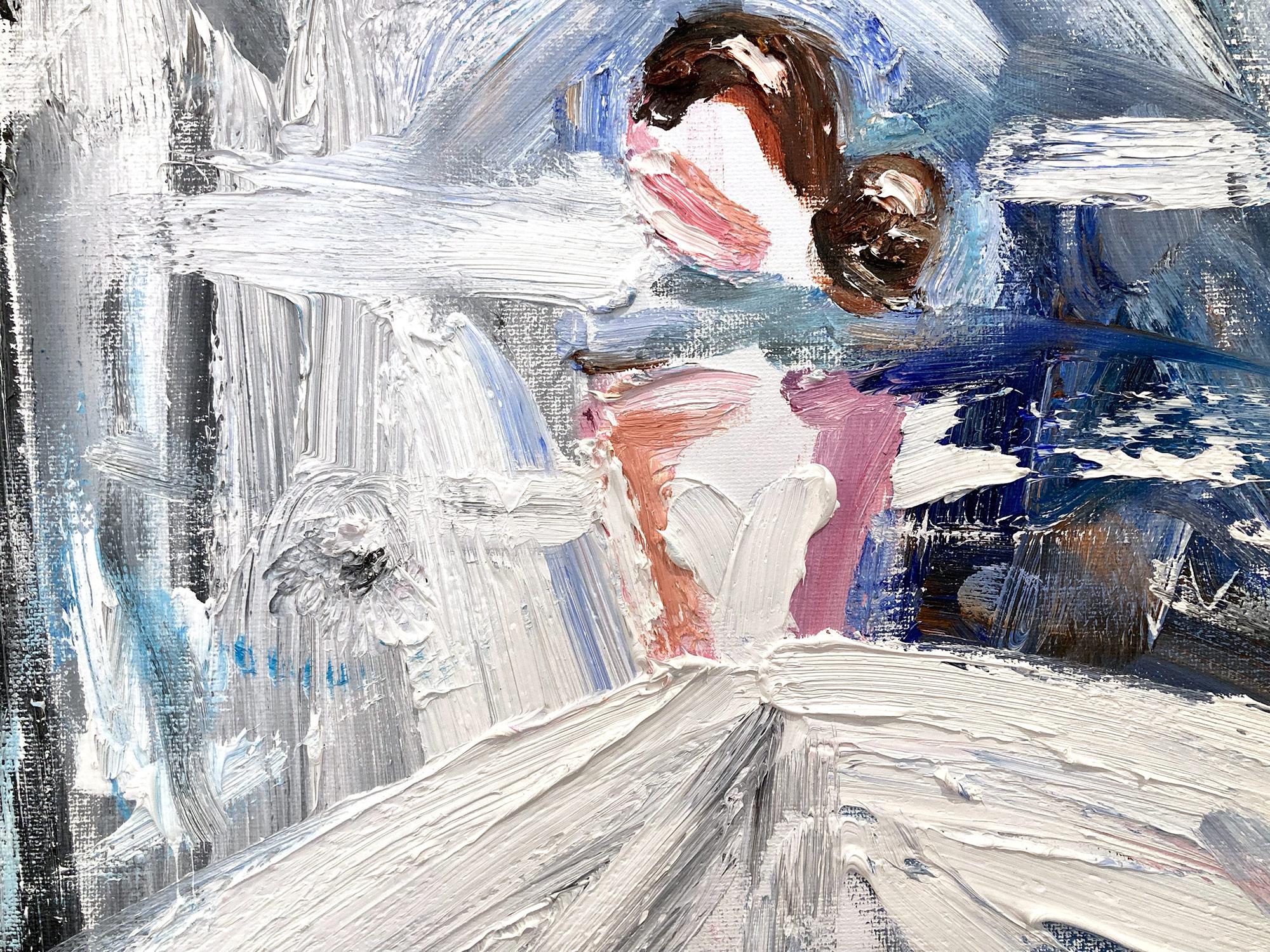 Peinture à l'huile sur toile - Figure « Manhattan Nights » de Chanel, Haute Couture française - Abstrait Painting par Cindy Shaoul