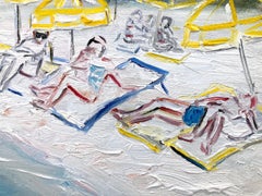 "Memories at the Beach in Cannes" Impressionistic Beach Scene Oil Painting