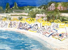 "Memories at the Beach in Cannes" Impressionistic Beach Scene Oil Painting