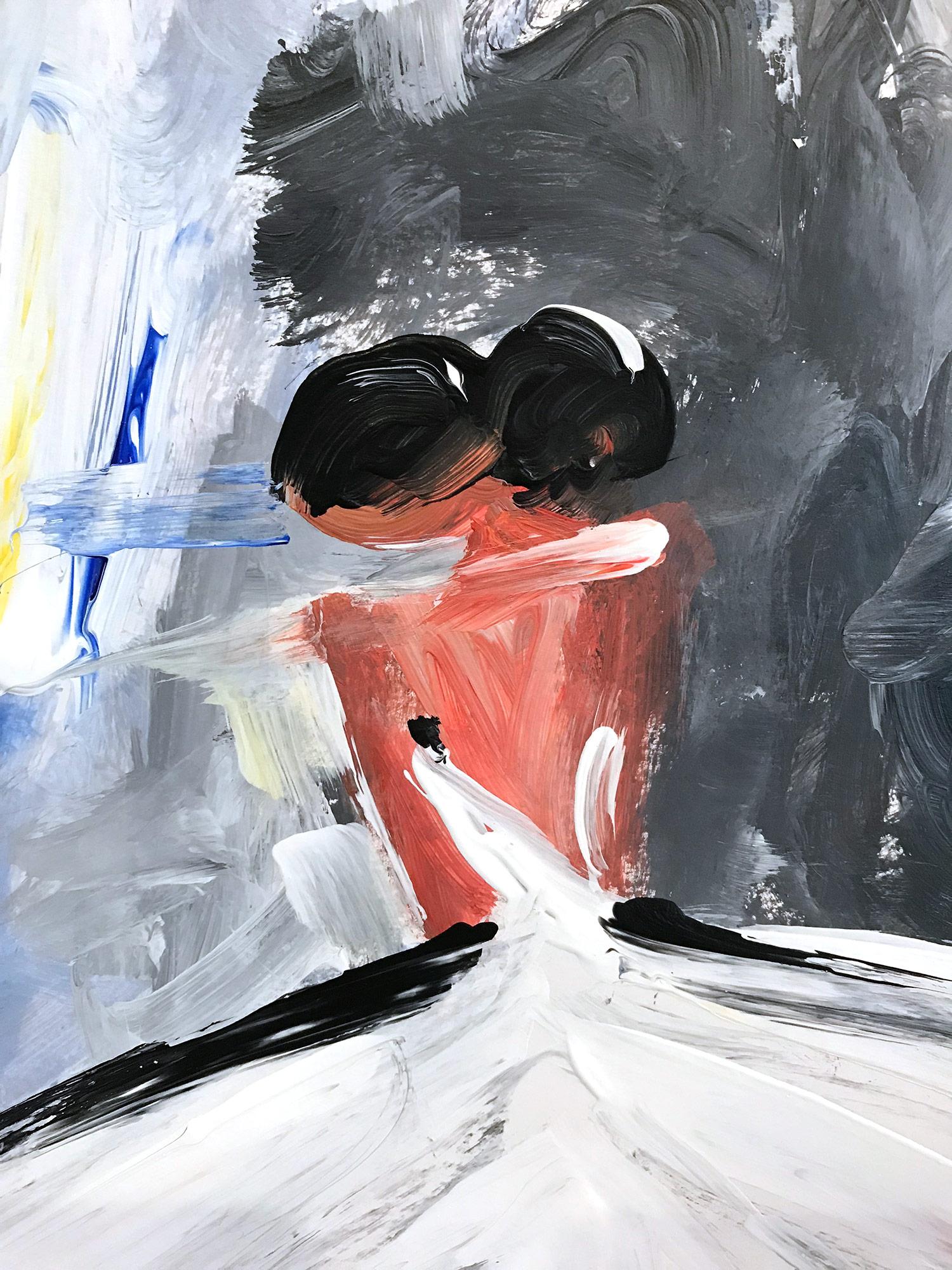 Mia, Figura astratta su carta - Painting di Cindy Shaoul