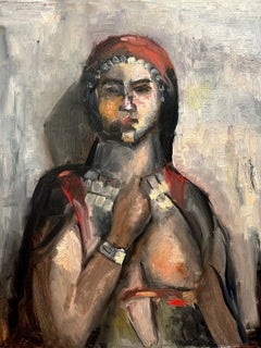 "Middle Eastern Woman" Abstract & Cubist Style Portrait Oil Painting on Canvas