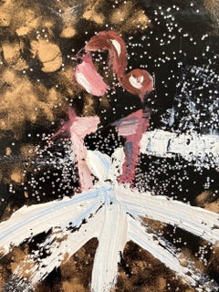"Midnight in Paris" Figure in Haute Couture White Gown Oil Painting on Paper