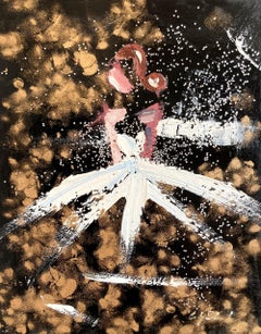 "Medianoche en París" Figura con vestido de alta costura Pintura al óleo sobre papel