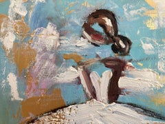 "Milan, then Paris" Figure in Chanel Gown Haute Couture Colorful Oil Painting