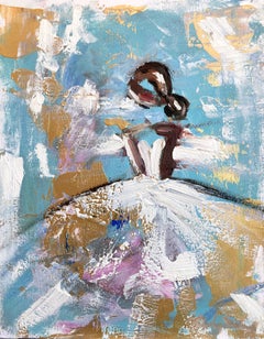 "Milan, then Paris" Figure in Chanel Gown Haute Couture Colorful Oil Painting 