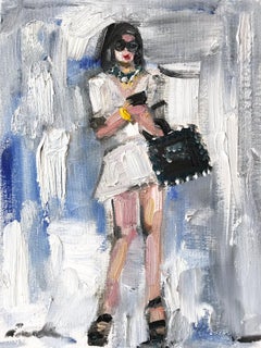 "Missy" Abstract Figure with Chanel Bag French Haute Couture Oil Painting