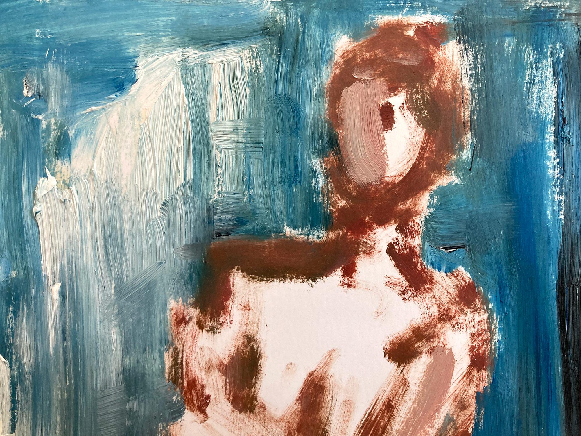 „Modigliani-Studie“, Aktstudie, Ölgemälde auf Papier, nach Modigliani – Painting von Cindy Shaoul