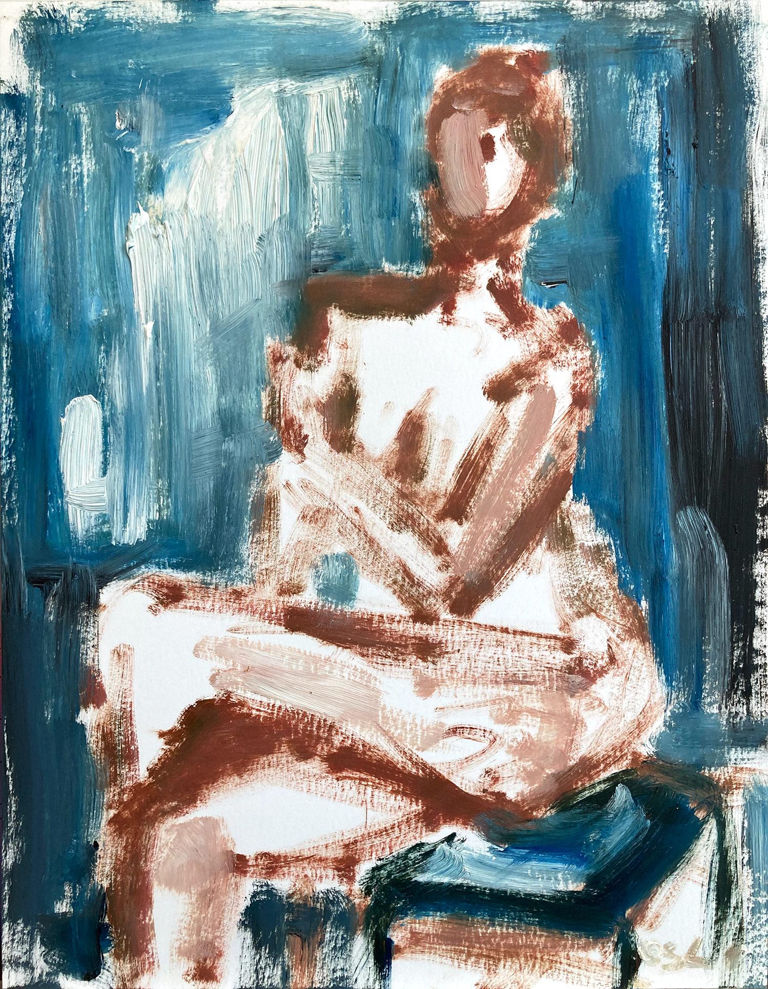 Cindy Shaoul Abstract Painting - "Modigliani Study" After Modigliani Nude Study Oil Painting on Paper