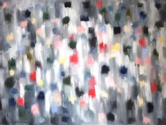 "Dripping Dots - Monaco Nights" - Peinture à l'huile contemporaine colorée sur toile