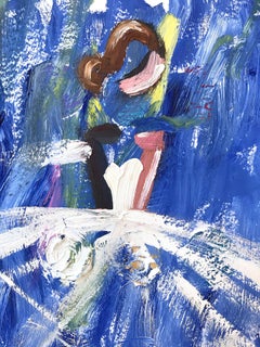 "Monet's Bride" Figure with Gown French Haute Couture Oil Painting on Paper