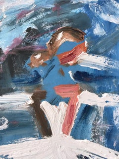 "Night Out in Paris" Figure with Gown French Haute Couture Oil Painting on Paper