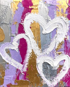 "My 3 Sun Kissed Hearts" Oil Painting on Board with White Floater Frame