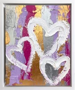 "My 3 Sun Kissed Hearts" Oil Painting on Board with White Floater Frame