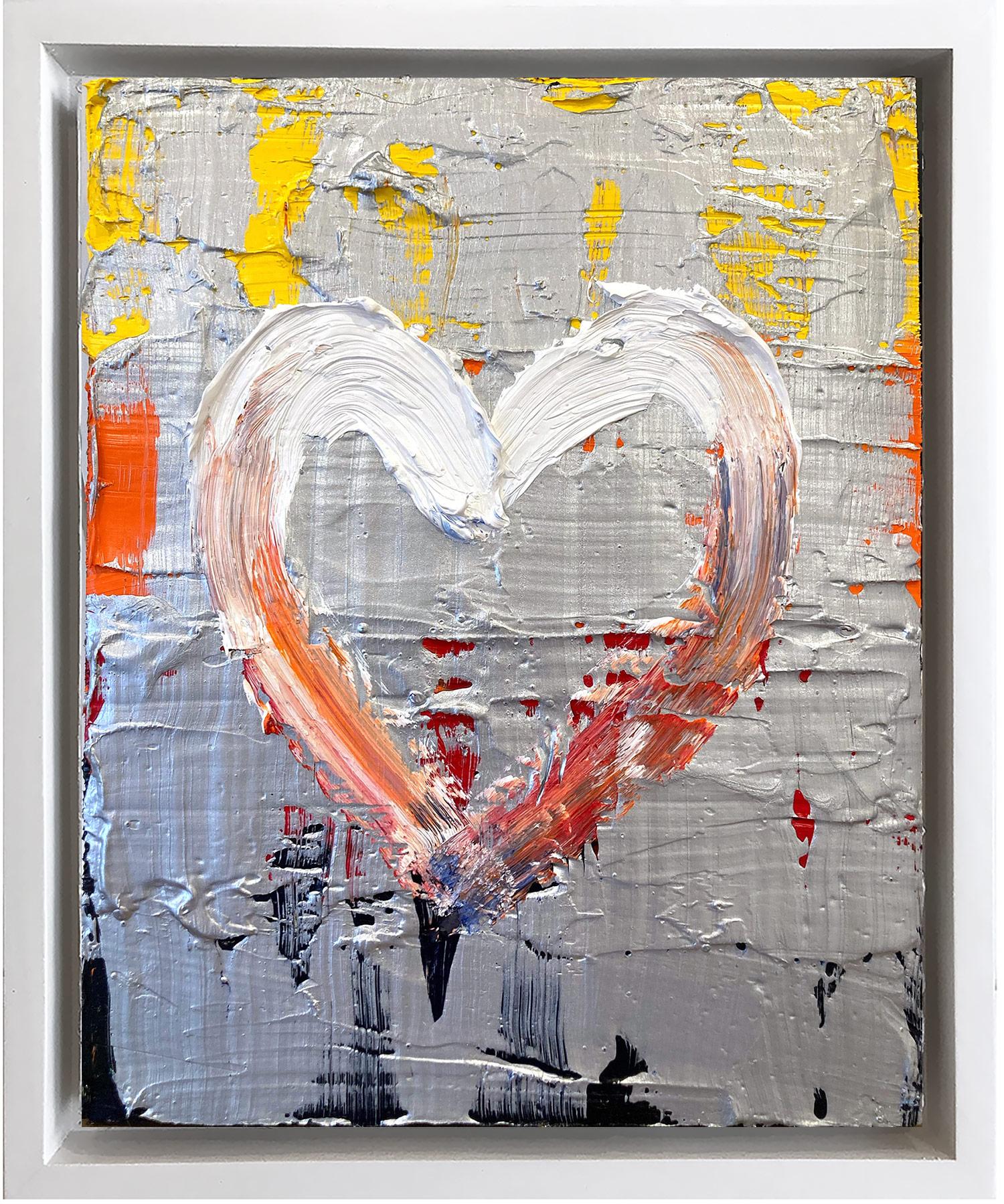 Cindy Shaoul Abstract Painting - "My Abbey Road Heart" Contemporary Pop Oil Painting with Floater Frame