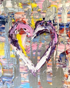 "My Across the Universe Heart" Colorful Contemporary Oil Painting Floater Frame