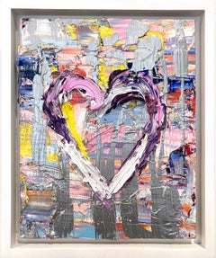 "My Across the Universe Heart" Colorful Contemporary Oil Painting Floater Frame