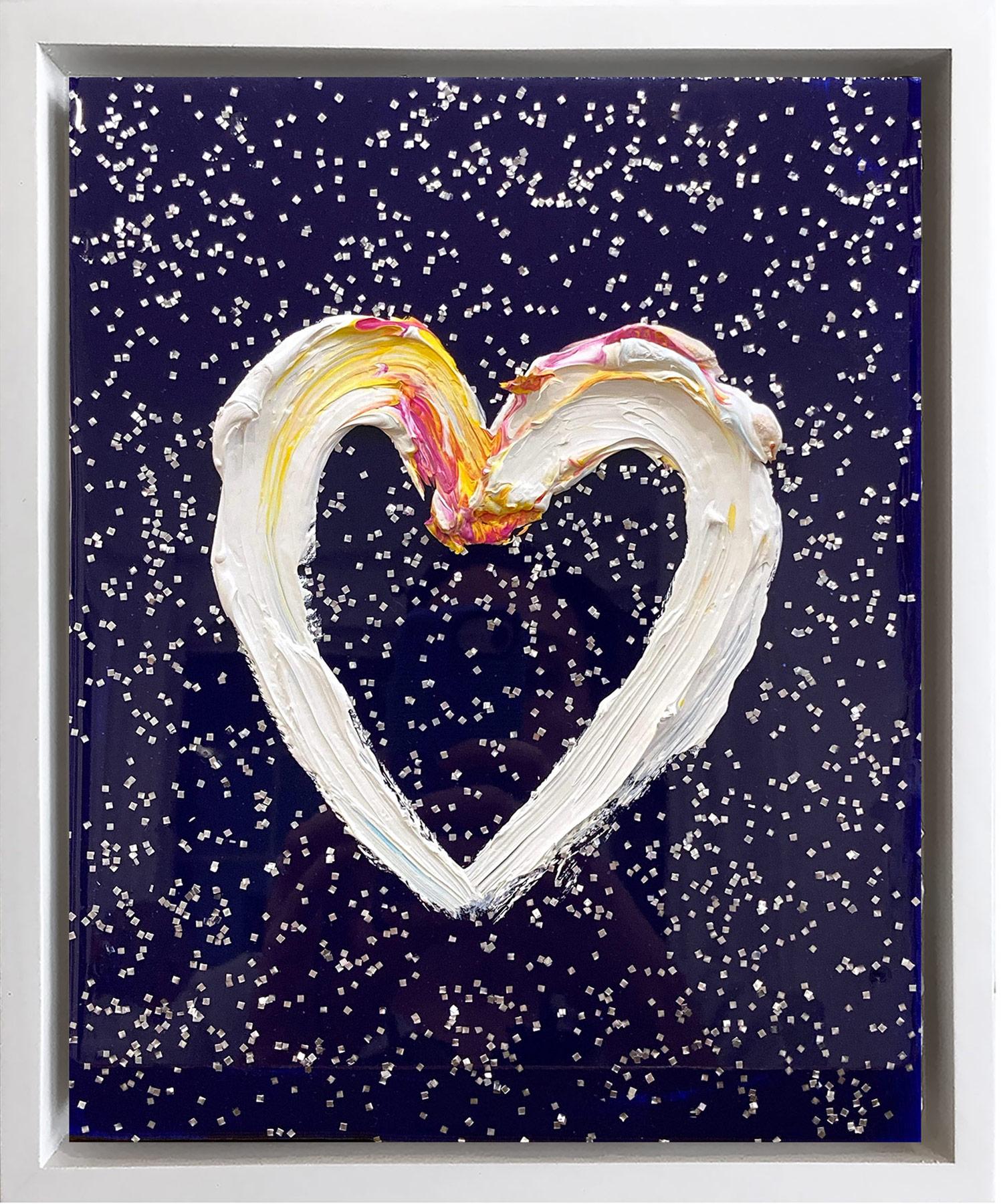 Cindy Shaoul Abstract Painting - "My Across the Universe Heart" Contemporary Pop Oil Painting with Floater Frame