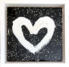« My Across the Universe Heart », peinture à l'huile pop art avec cadre flottant blanc