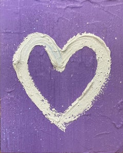 "My Amethyst Lavender Heart" Contemporary Pop Oil Painting Wood on White Frame