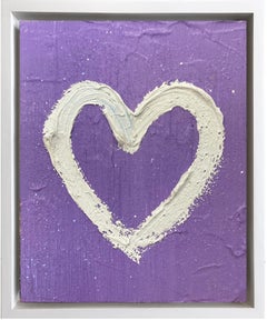 "My Amethyst Heart" Contemporary Pop Oil Painting Wood w White Floater Frame