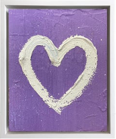 "My Amethyst Lavender Heart" Contemporary Pop Oil Painting Wood on White Frame