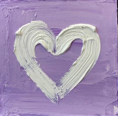 "My Amethyst Heart" Purple + White Pop Art Oil Painting in White Floater Frame