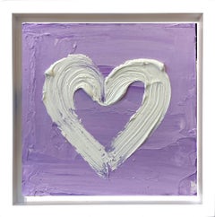 "My Amethyst Heart" Purple + White Pop Art Oil Painting in White Floater Frame
