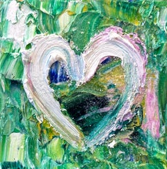 "My As-u-Wish Heart" Diamond Dust Pop Art Oil Painting White Floater Frame