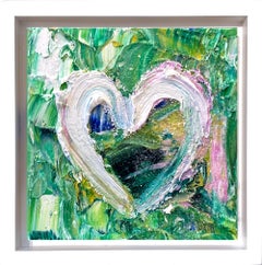 "My As-u-Wish Heart" Diamond Dust Pop Art Oil Painting White Floater Frame