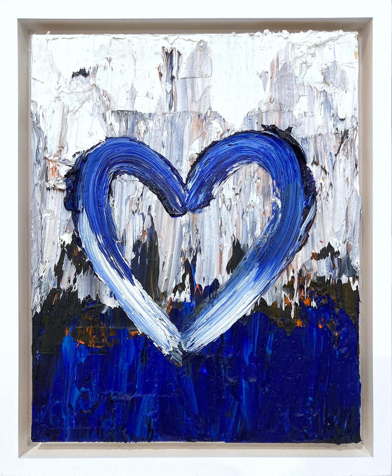 "My Midnight in Aspen Heart" Contemporary Oil Painting with White Floater Frame