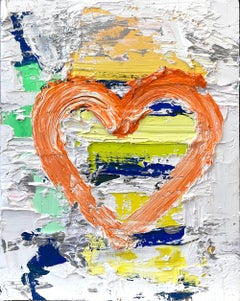"My Aspen Heart" Contemporary Oil Painting on Wood with White Floater Frame