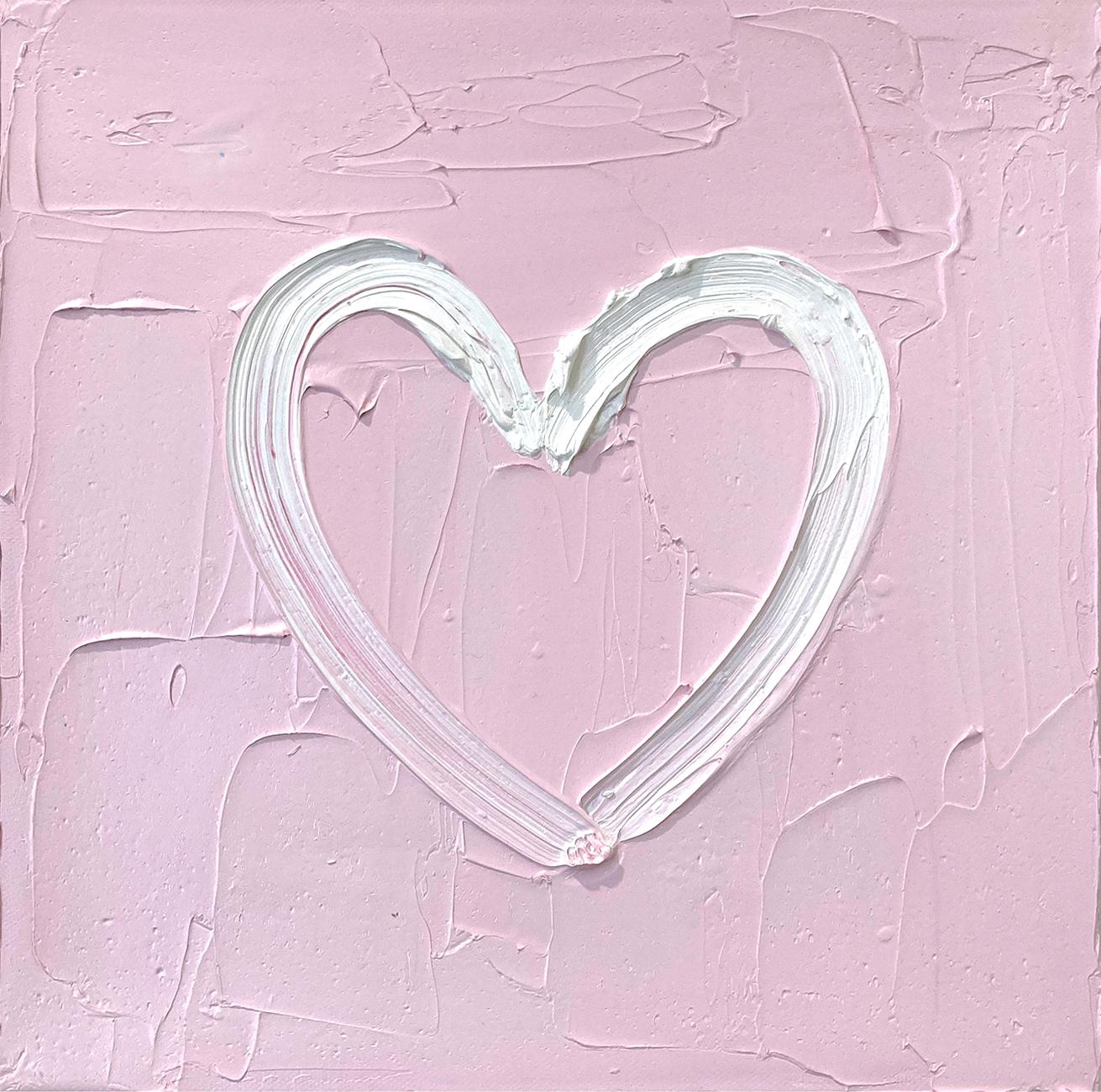 Cindy Shaoul Abstract Painting - "My Baby Pink Heart" Pink and White Contemporary Oil Painting on Thick Canvas