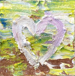 "My Balenciaga Heart" Peinture à l'huile Pop Art à la poussière de diamant dans un cadre flottant blanc