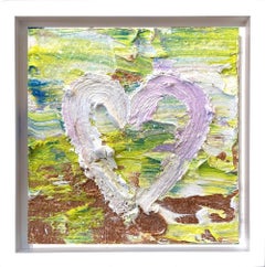 "Mi Corazón Balenciaga" Pintura al Óleo Pop Art Polvo de Diamantes en Marco Flotante Blanco