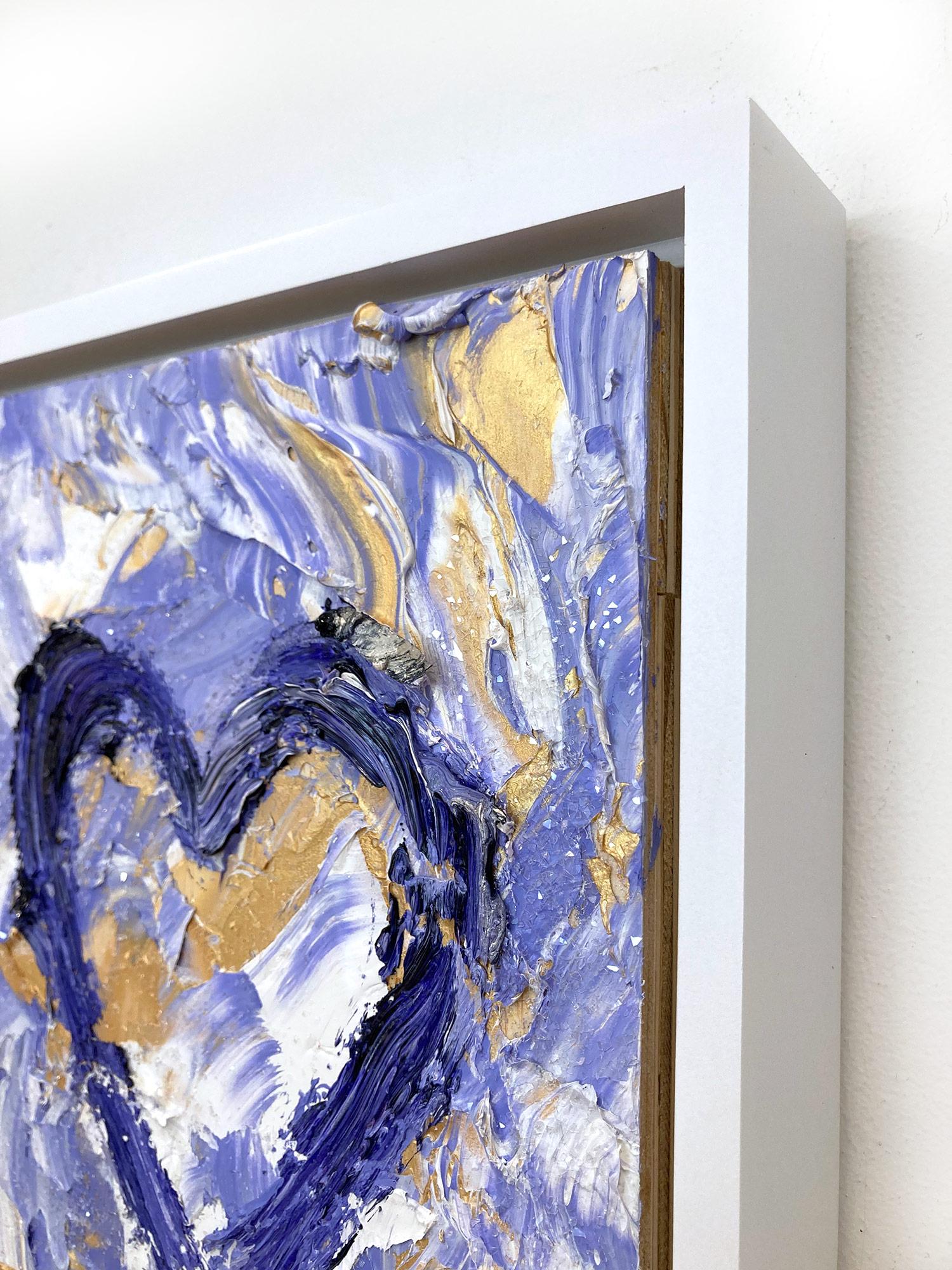 „My Baroque Lavender Heart“ Buntes Pop-Art-Ölgemälde, Weißes Floater-Rahmen im Angebot 6