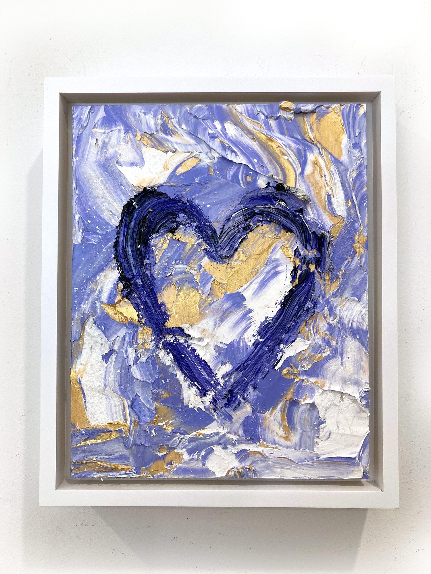 „My Baroque Lavender Heart“ Buntes Pop-Art-Ölgemälde, Weißes Floater-Rahmen im Angebot 9