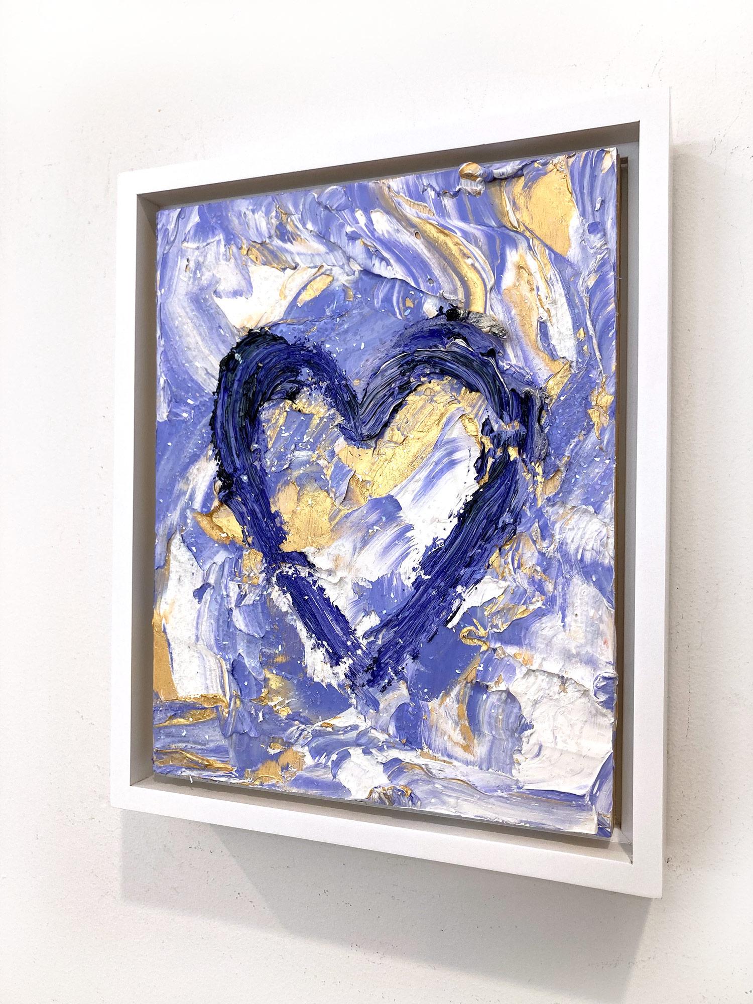 „My Baroque Lavender Heart“ Buntes Pop-Art-Ölgemälde, Weißes Floater-Rahmen im Angebot 10