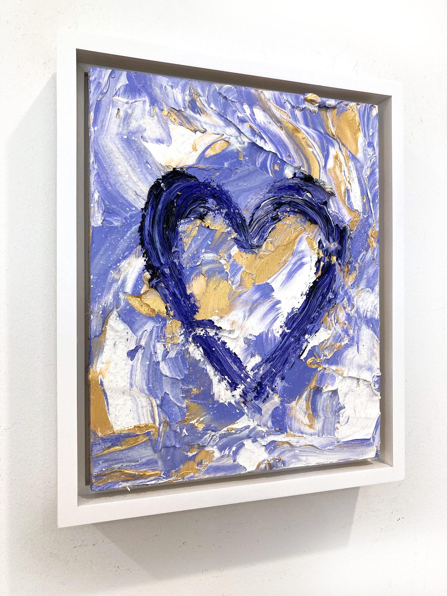 „My Baroque Lavender Heart“ Buntes Pop-Art-Ölgemälde, Weißes Floater-Rahmen im Angebot 11