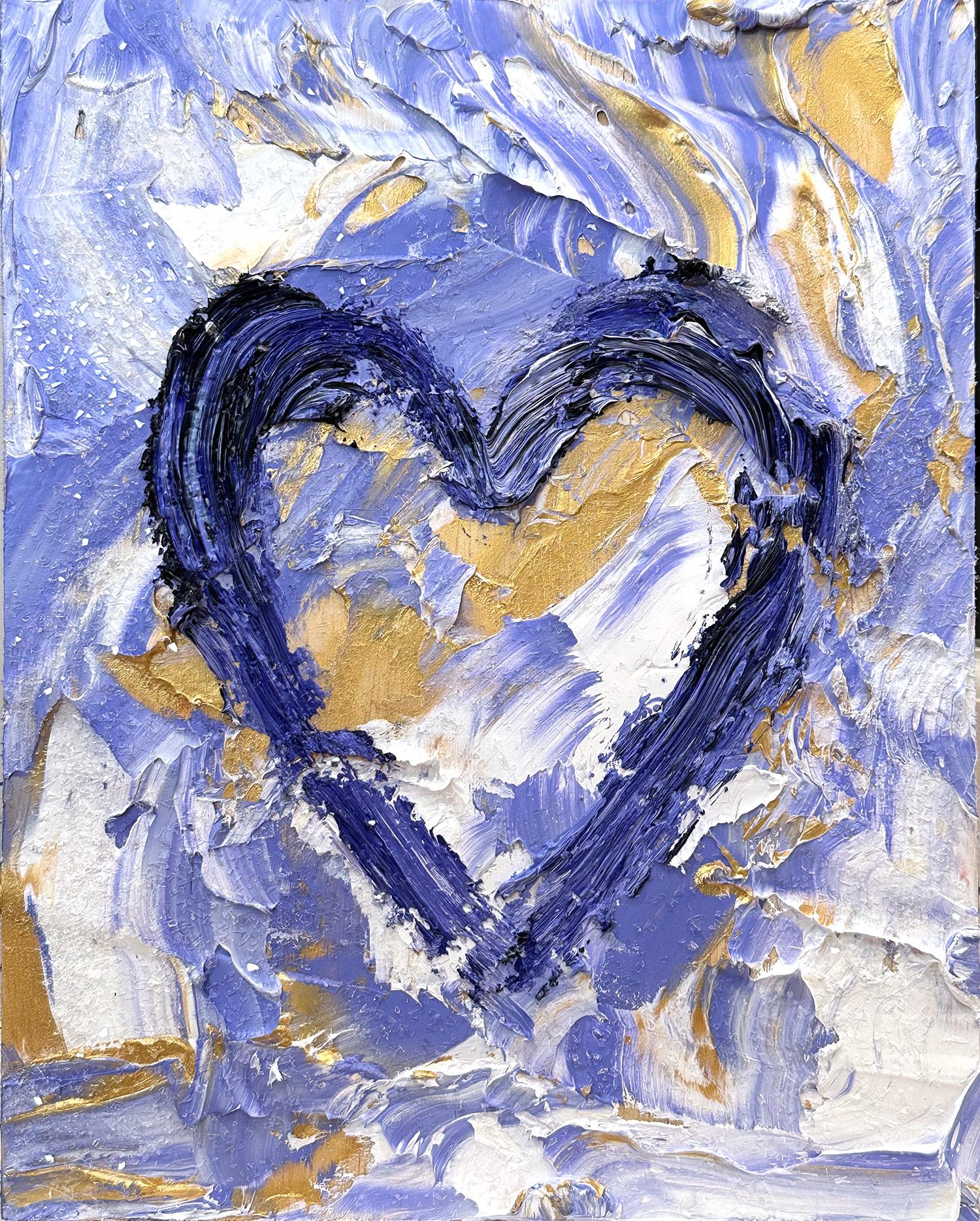 „My Baroque Lavender Heart“ Buntes Pop-Art-Ölgemälde, Weißes Floater-Rahmen – Painting von Cindy Shaoul